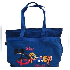 Walt Disney World Large Zippered Blue Tote Bag